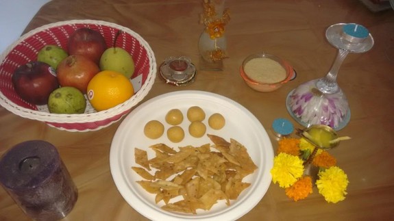 Diwali Decoration in My Brown Table