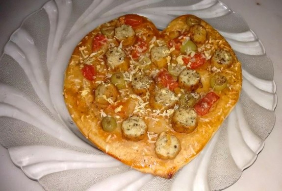 Homemade pizza - heart shaped