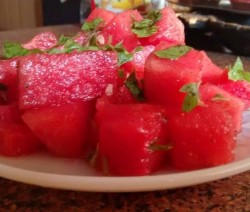 Watermelon Basil Leaves Salad